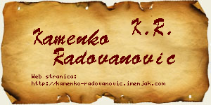 Kamenko Radovanović vizit kartica